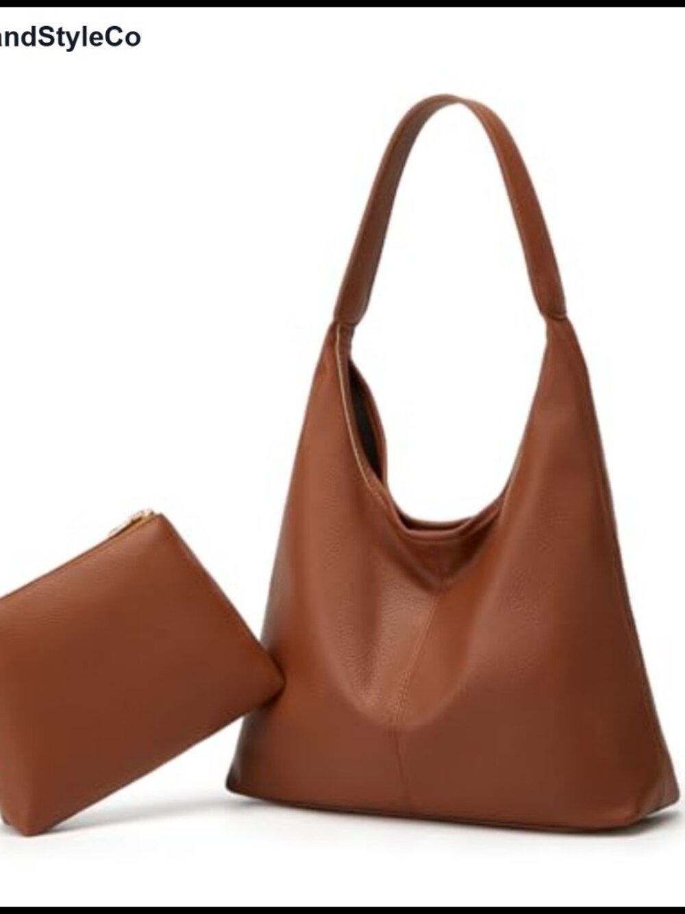 Slouchy Tote Bag for Women Faux Leather Shoulder Bag Work Purse 2Pcs